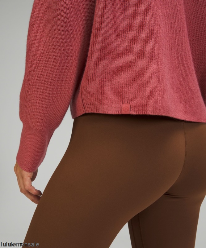 Lululemon Damen DELULU488 | Brier Rose Gerippter Rollkragenpullover Aus Einer Merinowollmischung